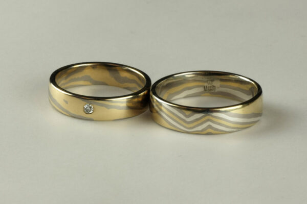 Mokume Gane wedding rings  - model M1