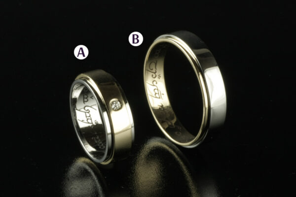 Two Tone wedding rings - model W7 - Image 2