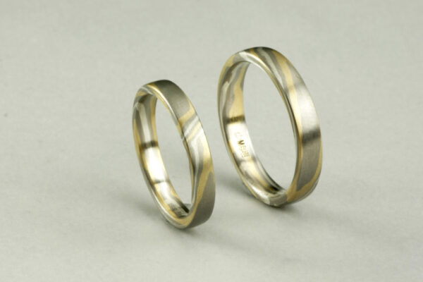 Mokume Gane wedding rings  - model M2