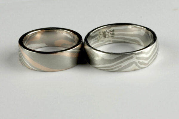 Mokume Gane wedding rings  - model M10