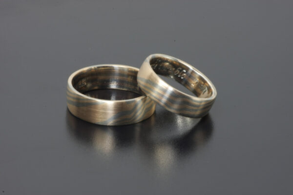 Mokume Gane wedding rings  - model M11