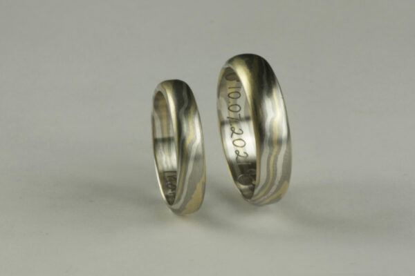 Mokume Gane wedding rings  - model M13
