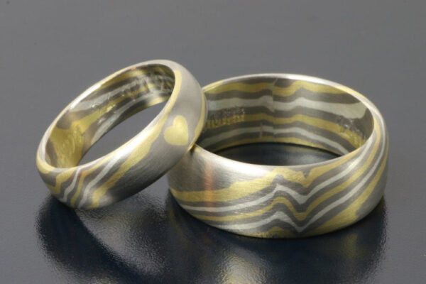 Mokume Gane wedding rings  - model M14